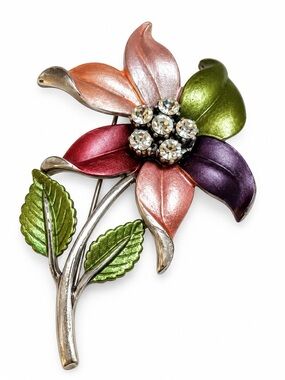 Pretty Enamel Flower brooch #cz1011